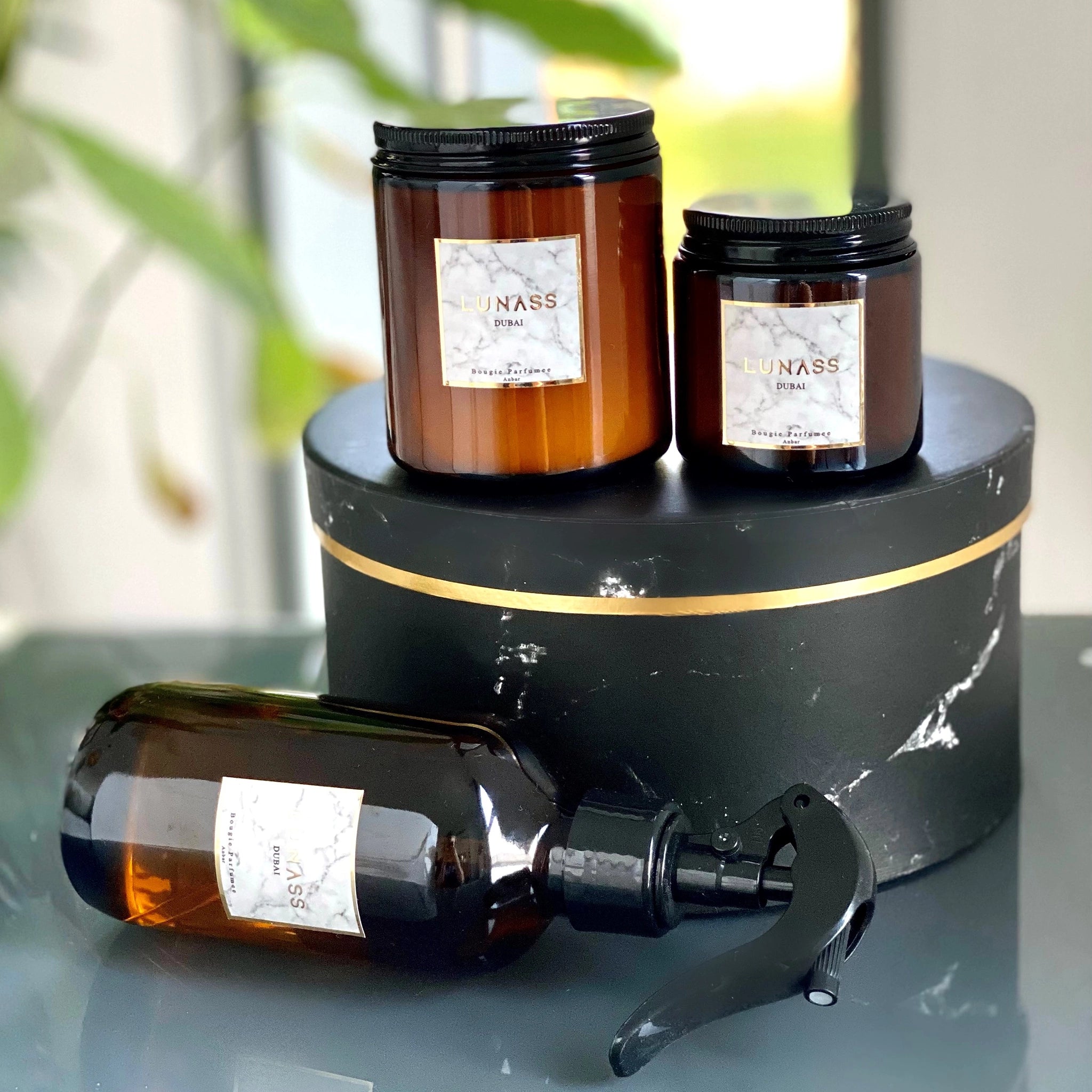 Gift set handmade candles with lid and a room spray
