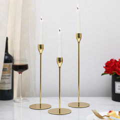 three candle holder  Wedding decoration gold color